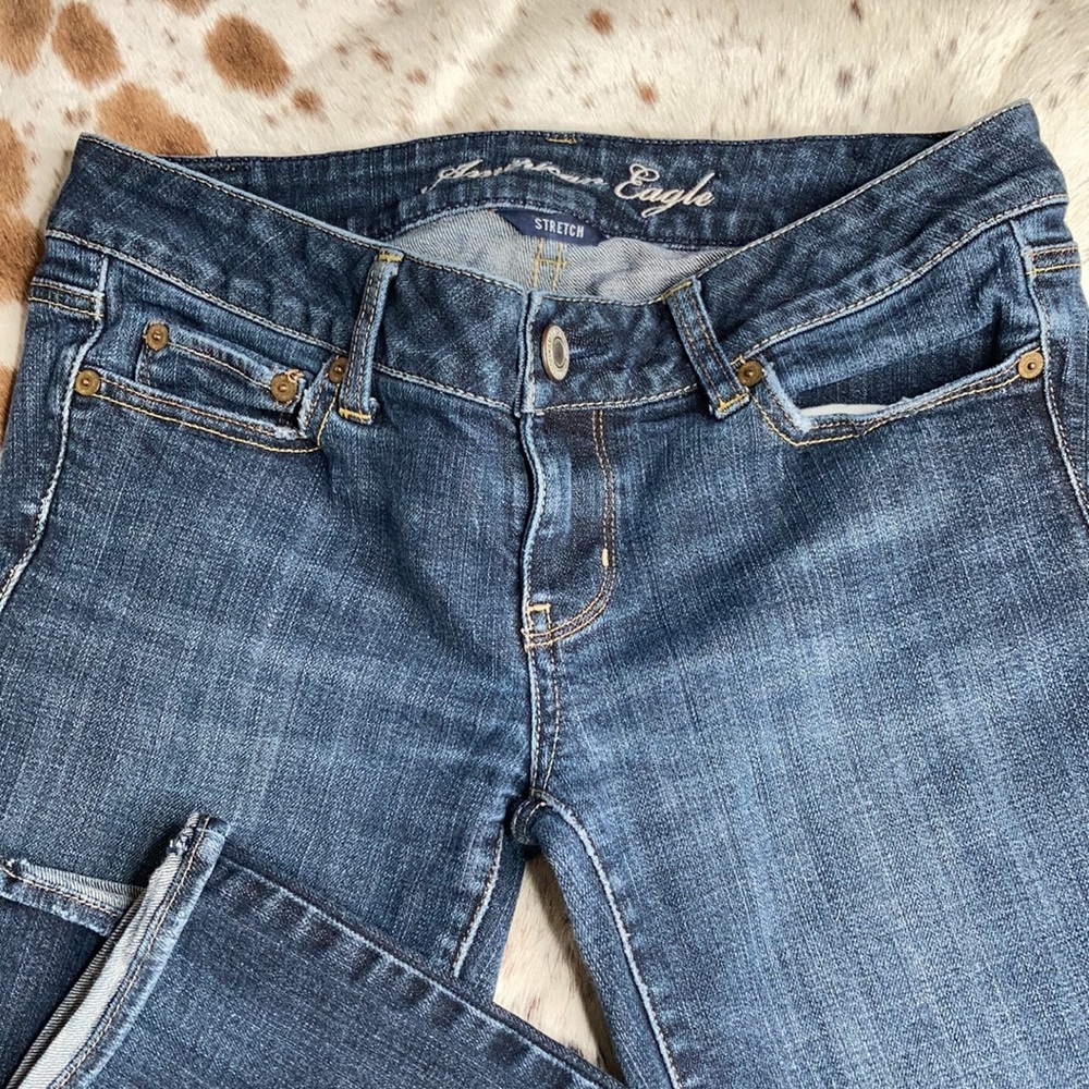 American Eagle Stretch Straight Jeans Sz 4 long - Picture 2 of 4